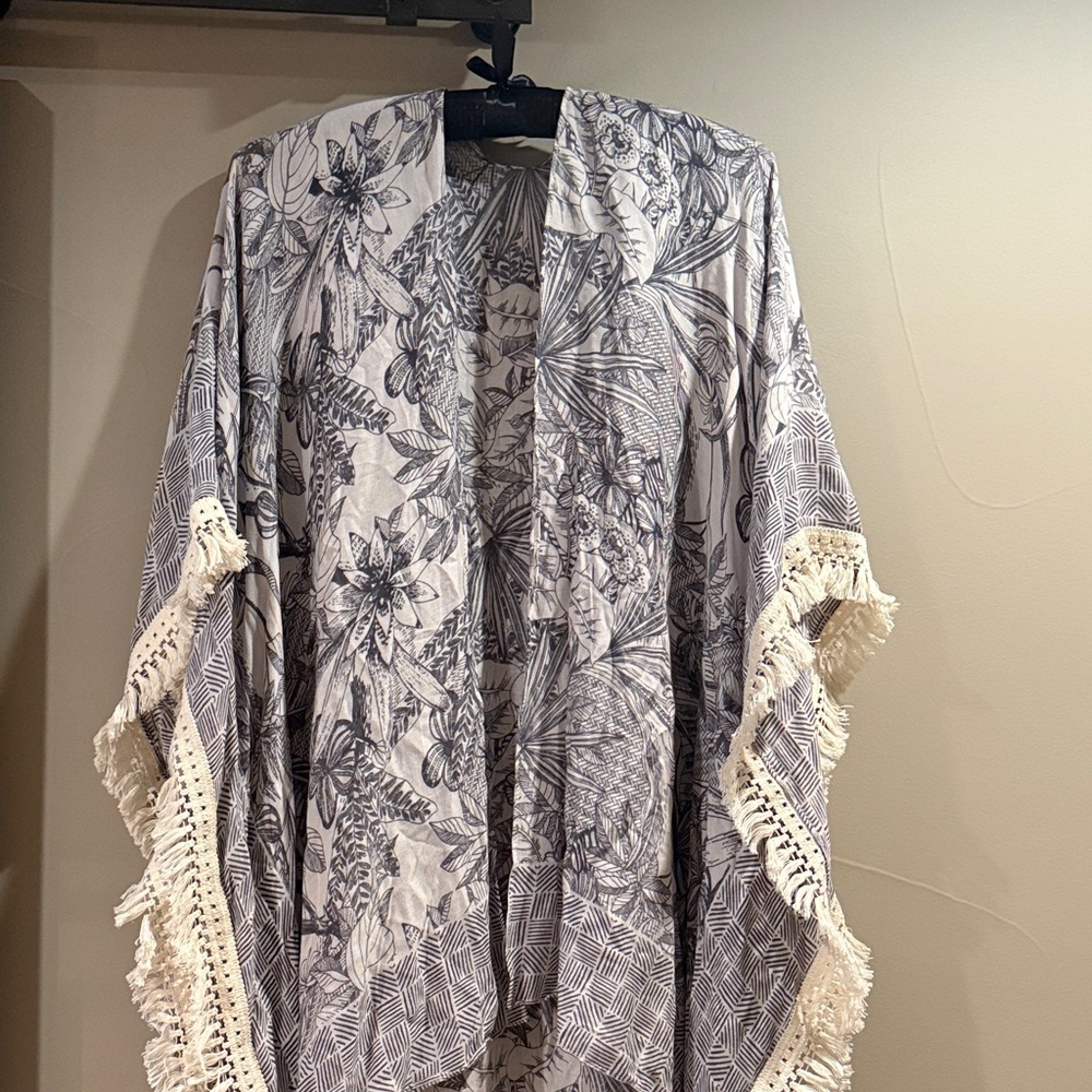 Floral Kimono with Fringe